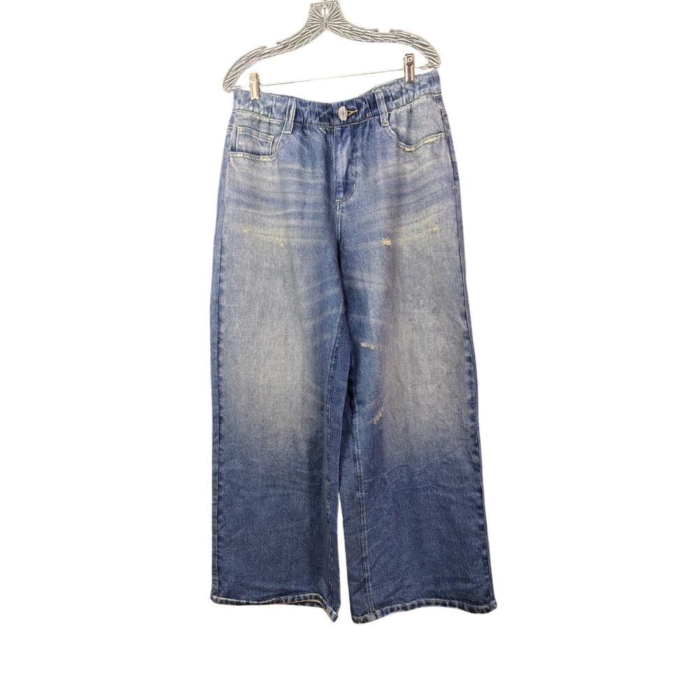Halara Mid Rise Denim Print French Terry Casual Sweatpants Jeans  Large